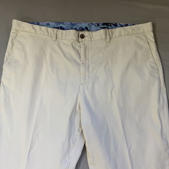Tommy Bahama Boracay Flat Front Pant 46 X 32 Ivory Cream Bleached Sand Chino - Picture 3 of 12